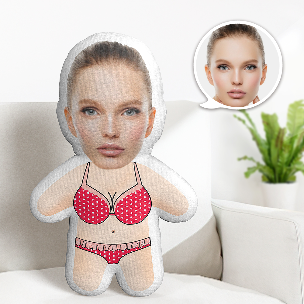 Cute Bikini Minime Teddy Pillow Custom Face Personalised Photo Minime Doll