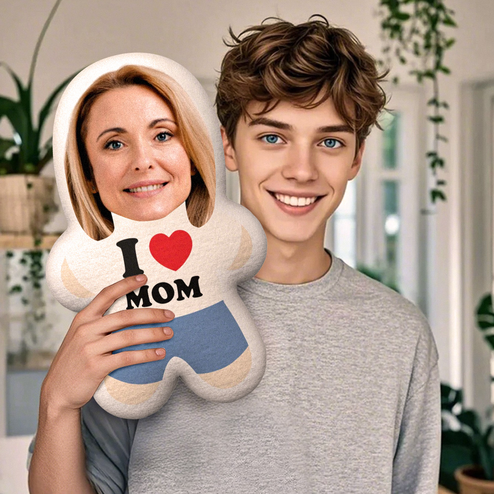 Custom Face Pillow I Love Mom Minime Throw Pillow Custom Name Personalized Photo Minime Pillow Mother’s Day Gift for Mom