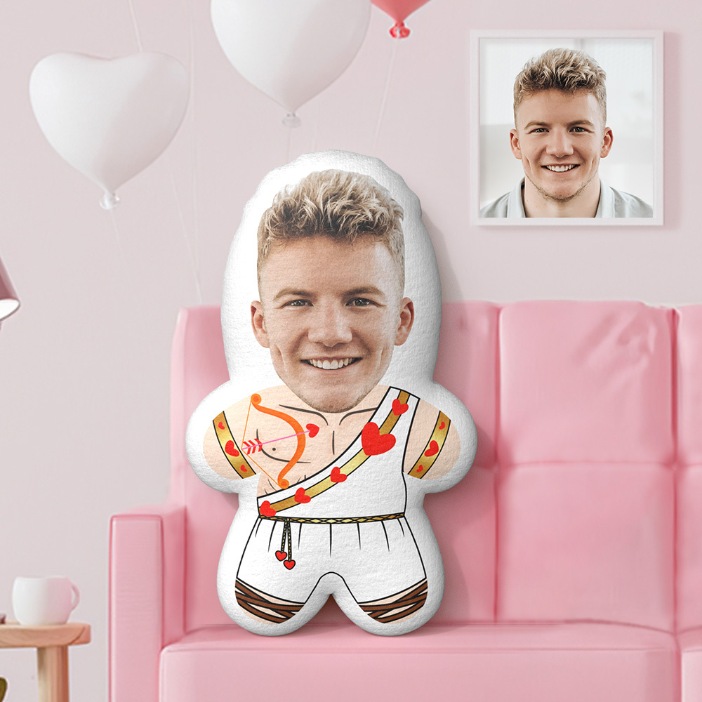 Custom Minime Throw Pillow Cupid Guy Face Pillow Personalized Photo Minime Pillow - MyJigsawPuzzleAu