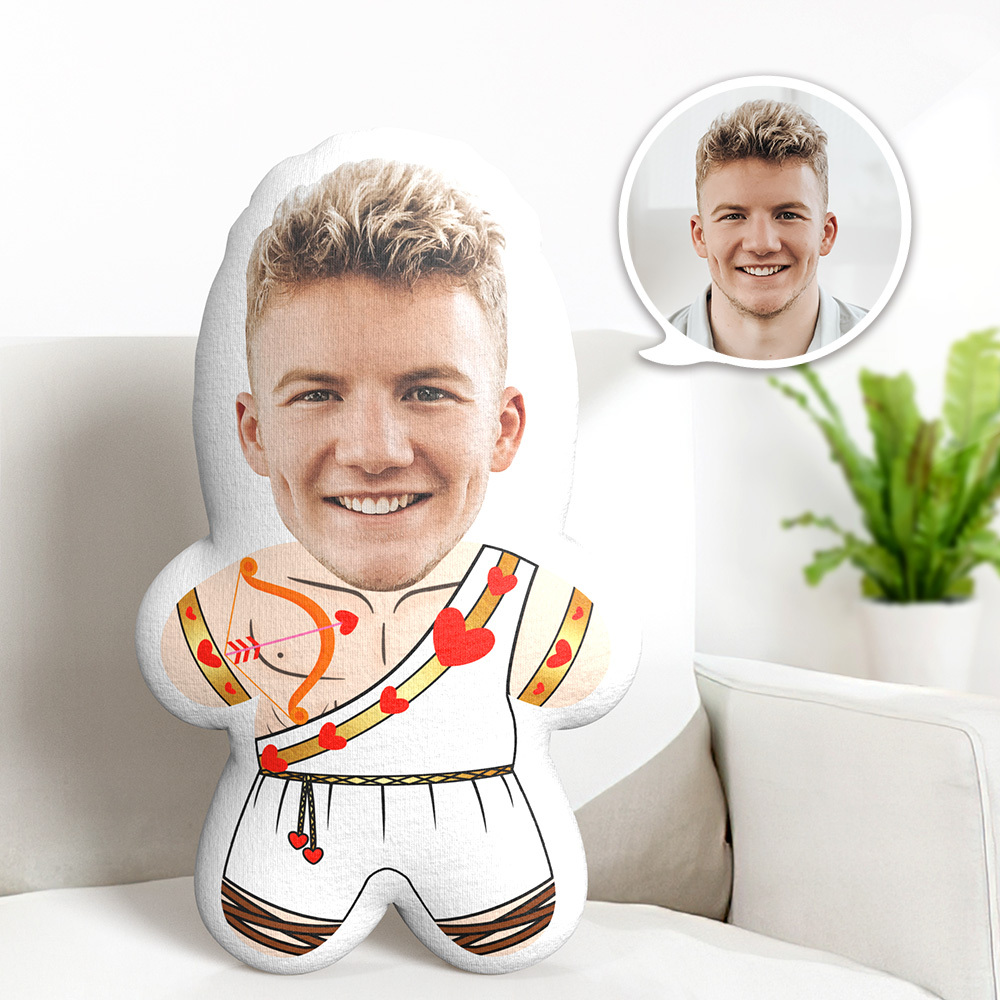 Custom Minime Throw Pillow Cupid Guy Face Pillow Personalized Photo Minime Pillow - MyJigsawPuzzleAu