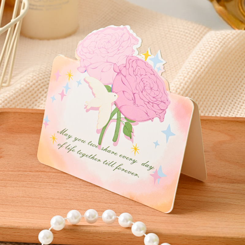 3D Floral Bouquet Greeting Card - Hand-Painted Rose Decor with Message Card for Romantic Gifts - MyJigsawPuzzleAu