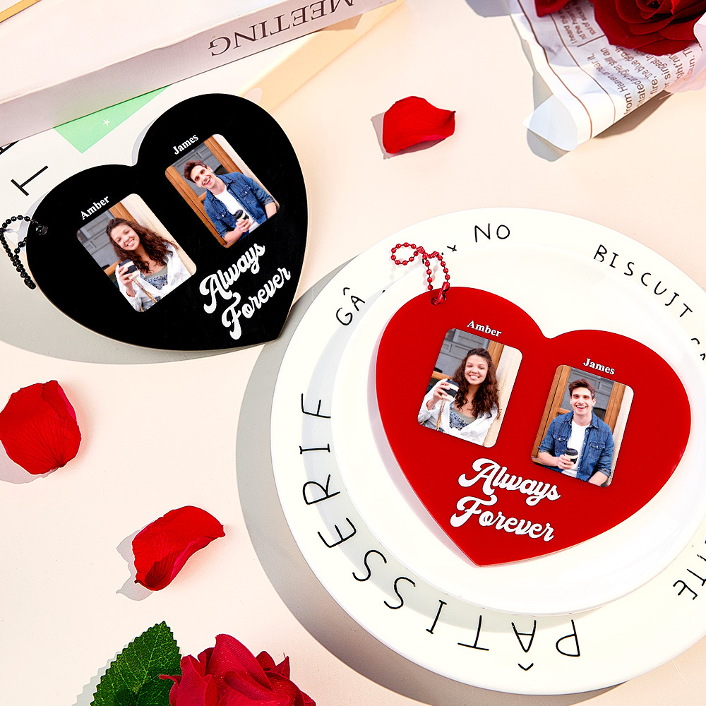 Customizable Black and Red Heart Style Purse Accessory Personalized Image and Text Charm for Your Bag Gift for Her On Anniversary - MyJigsawPuzzleAu