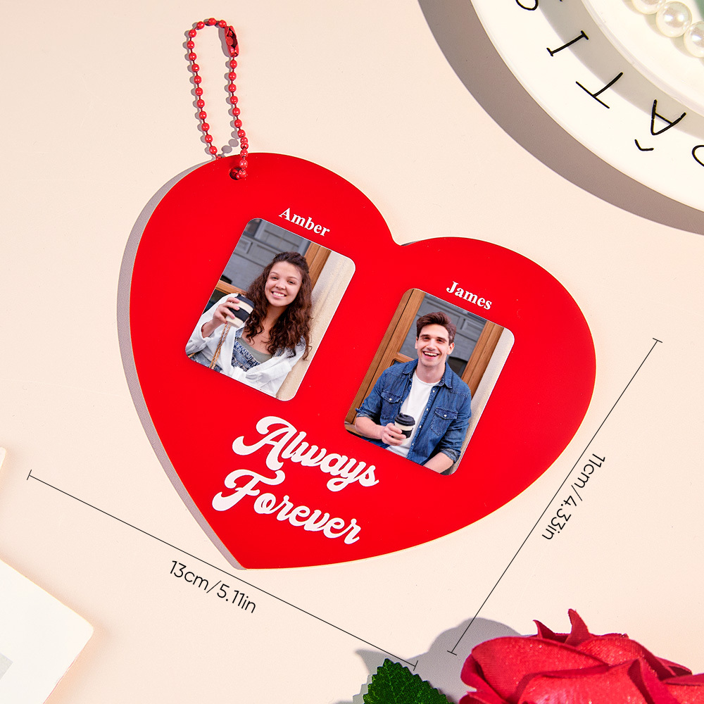 Customizable Black and Red Heart Style Purse Accessory Personalized Image and Text Charm for Your Bag Gift for Her On Anniversary - MyJigsawPuzzleAu