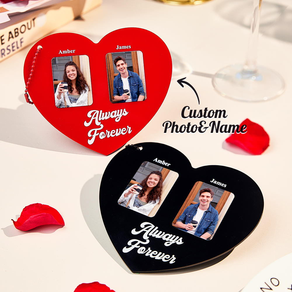 Customizable Black and Red Heart Style Purse Accessory Personalized Image and Text Charm for Your Bag Gift for Her On Anniversary - MyJigsawPuzzleAu