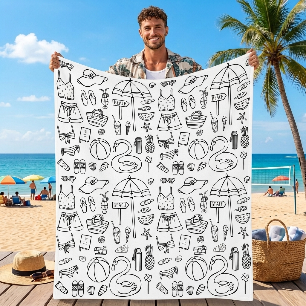 DIY Drawing Blanket with 24 Colors Markers, Doodle Your Own Blankets, Customizable Washable Paint & Play Blankets for Adults