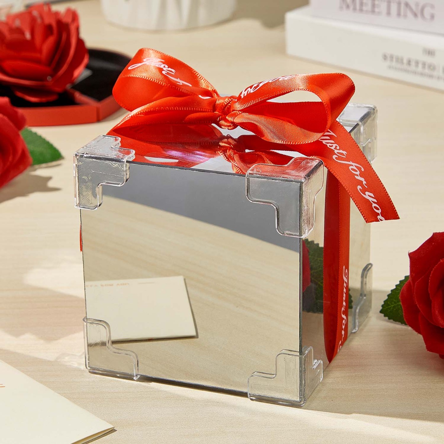 Custom Photo Flower Infinity DIY Infinity Mirror Flower Box with Your Picture and Text Night Light - MyJigsawPuzzleAu