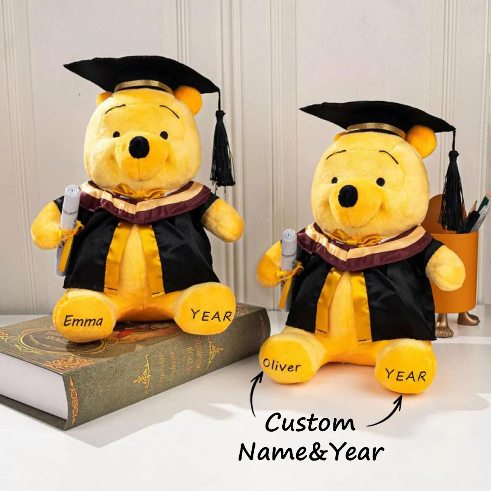 Personalized Winnie the Pooh Graduation Bear Plush Toy with Name Gifts for Grads - MyJigsawPuzzleAu
