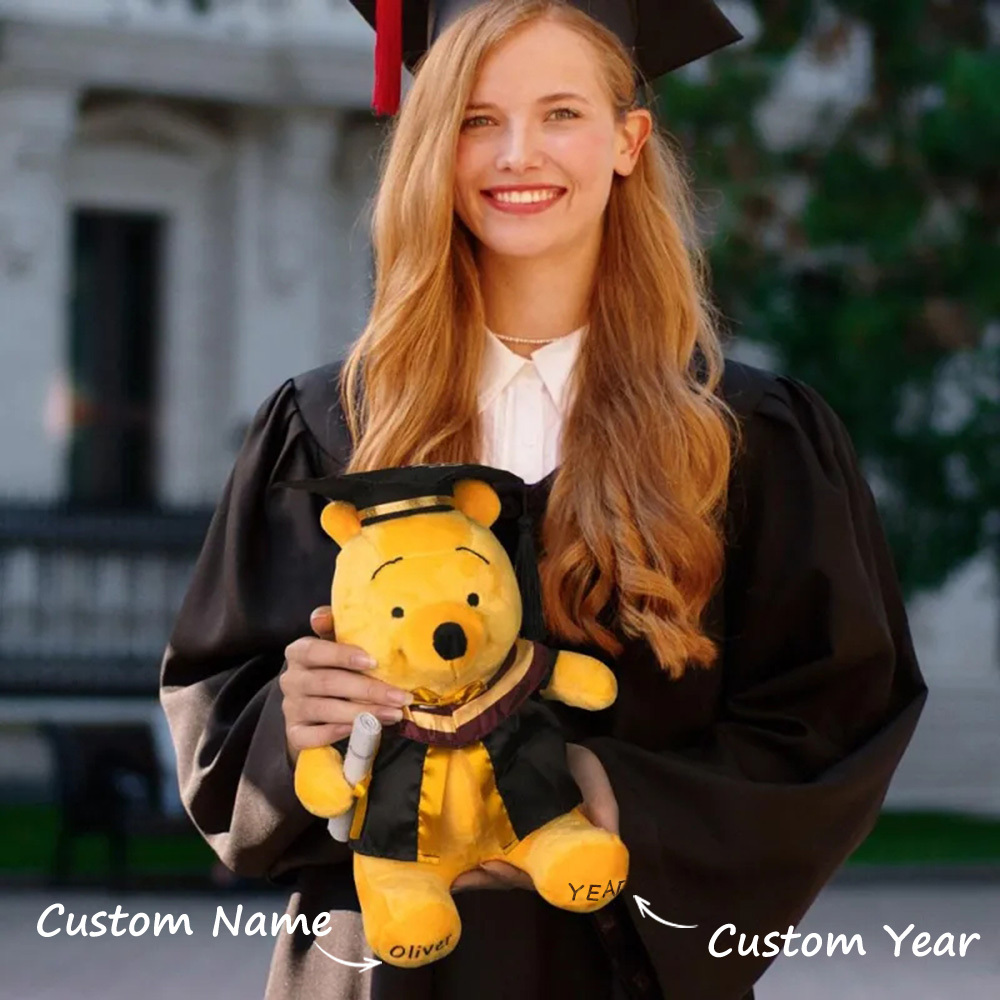 Personalized Winnie the Pooh Graduation Bear Plush Toy with Name Gifts for Grads - MyJigsawPuzzleAu