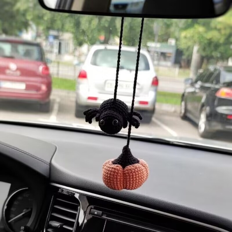 Crochet Bat Car Charm: Halloween Rearview Mirror Decoration - MyJigsawPuzzleAu