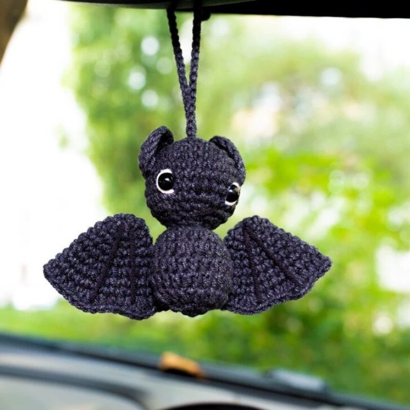 Crochet Bat Car Charm: Halloween Rearview Mirror Decoration - MyJigsawPuzzleAu