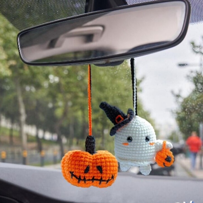 Crochet Bat Car Charm: Halloween Rearview Mirror Decoration - MyJigsawPuzzleAu