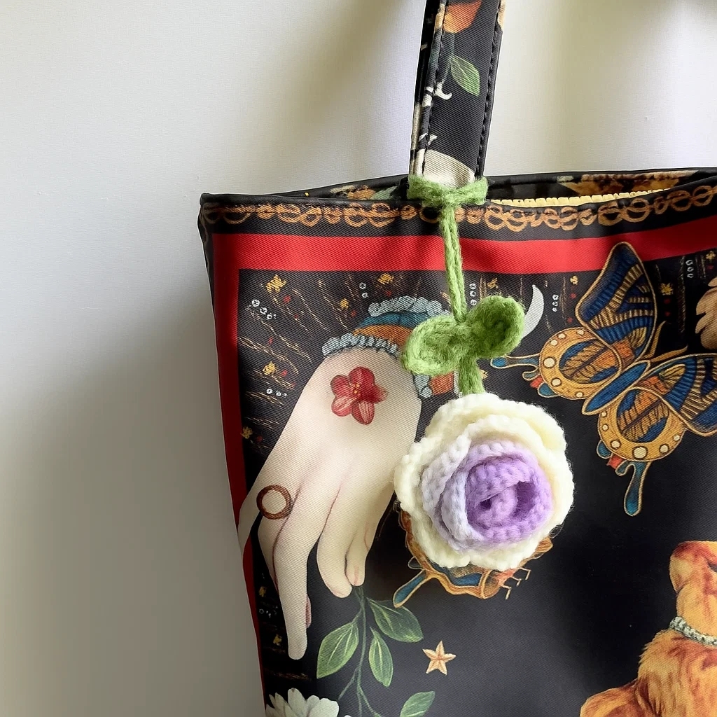 Crochet Cherry Car Mirror Hanging: Handmade Knitted Car Accessory - MyJigsawPuzzleAu