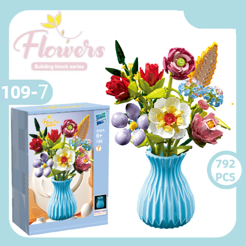 Christmas Flower Bouquet Building Blocks with Vase Eternal Bloom Gift Home Décor - MyJigsawPuzzleAu