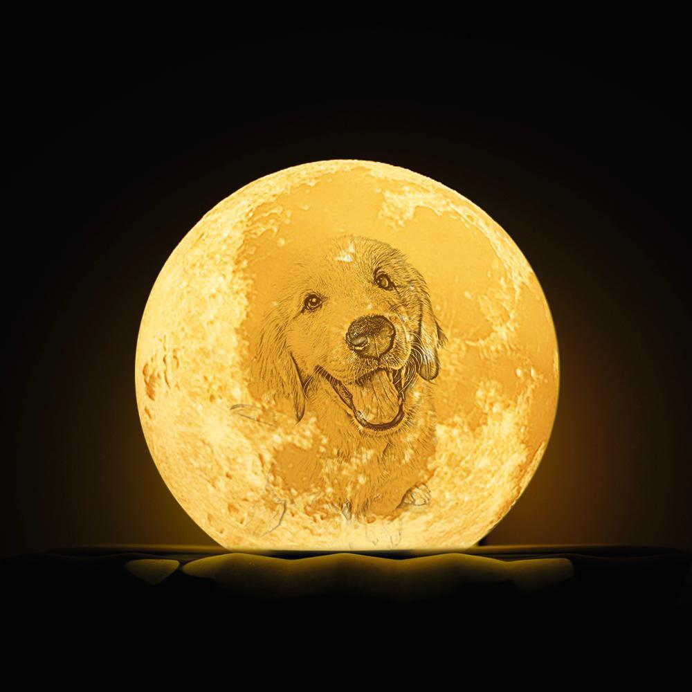 Custom Moon Lamp| Lovely Pet| Touch to Convert 2 Colors |Engraved 3D Printing Photo