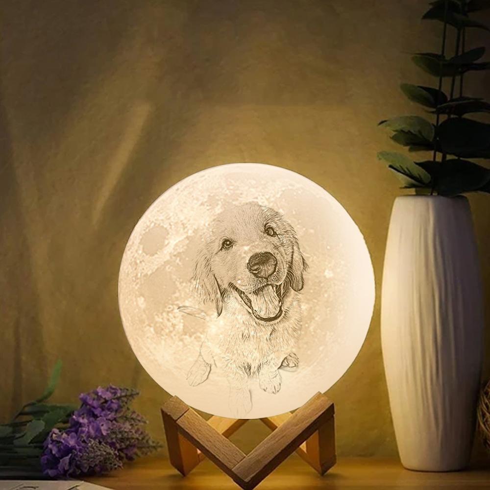 Custom Moon Lamp| Lovely Pet| Touch to Convert 2 Colors |Engraved 3D Printing Photo