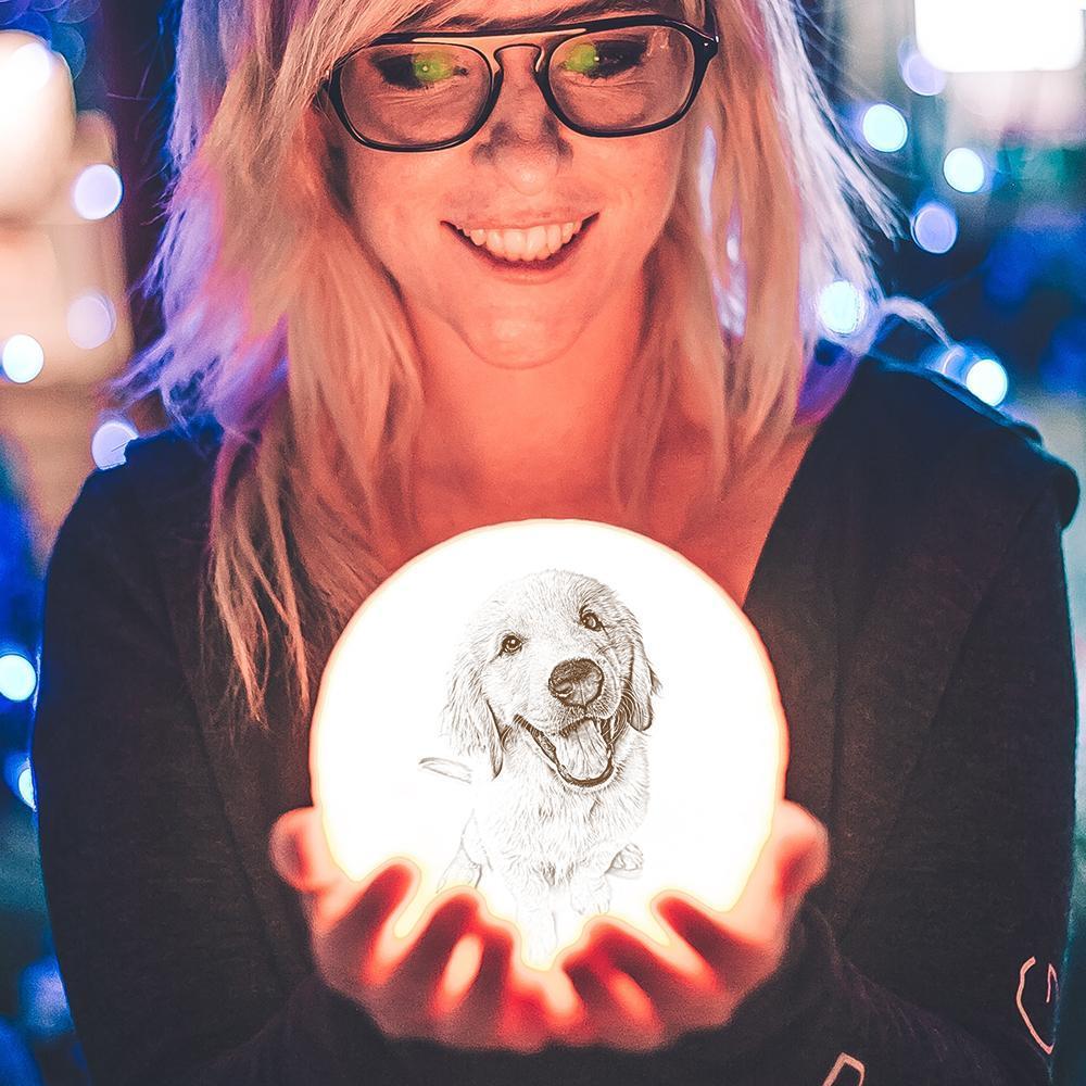 Custom Moon Lamp| Lovely Pet| Touch to Convert 2 Colors |Engraved 3D Printing Photo