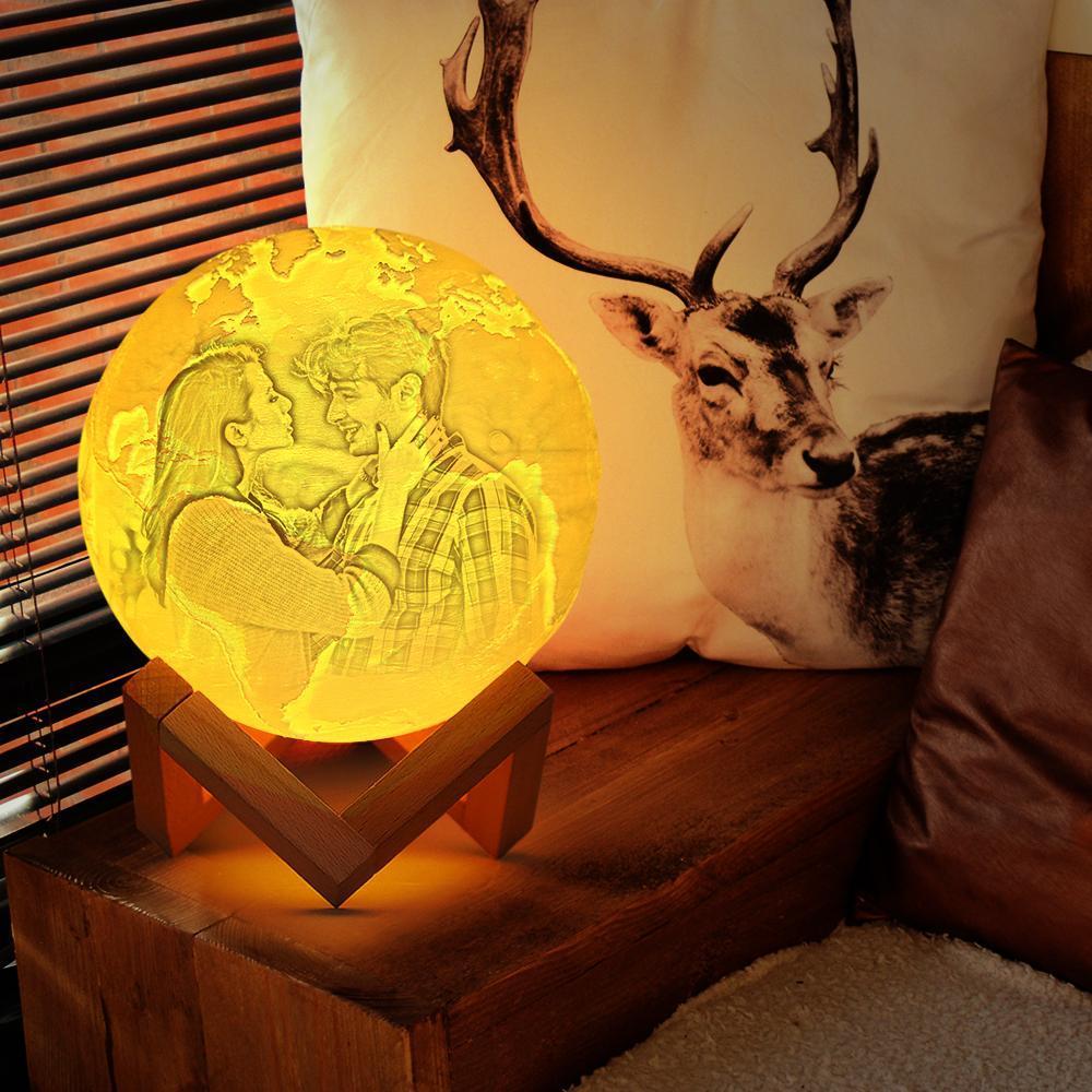 Custom Earth Lamp | Touch to Convert 2 Colors | Engraved 3D Printing Photo