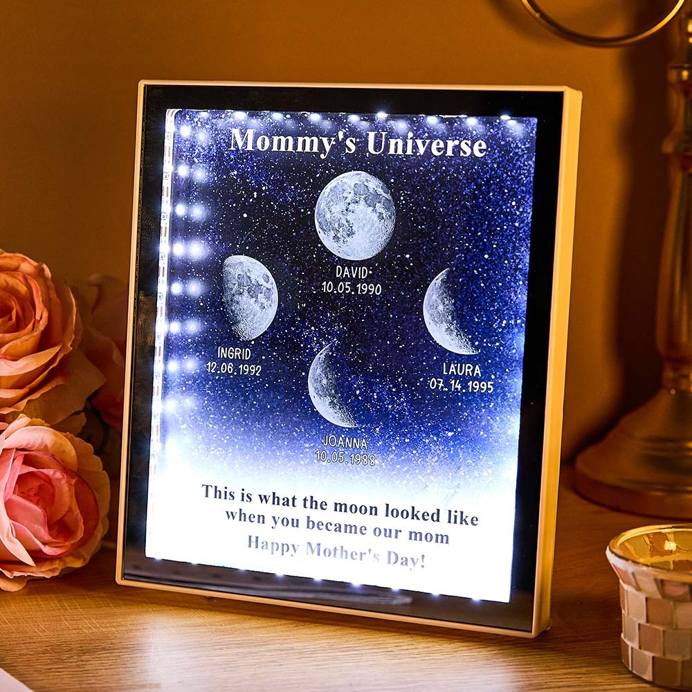 Mommy's Universe - Personalised Customised Starry Moon Phase Mirror Lightboxes - MyJigsawPuzzleAu