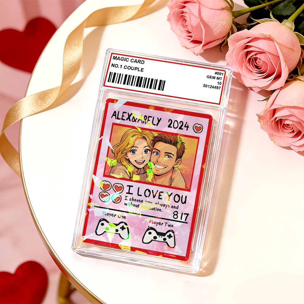 Personalized Valentine`s Day Power Couple Card, Custom Anniversary Card Couple Photo Anime Style, Best Valentine's Day Gift for Lover - MyJigsawPuzzleAu