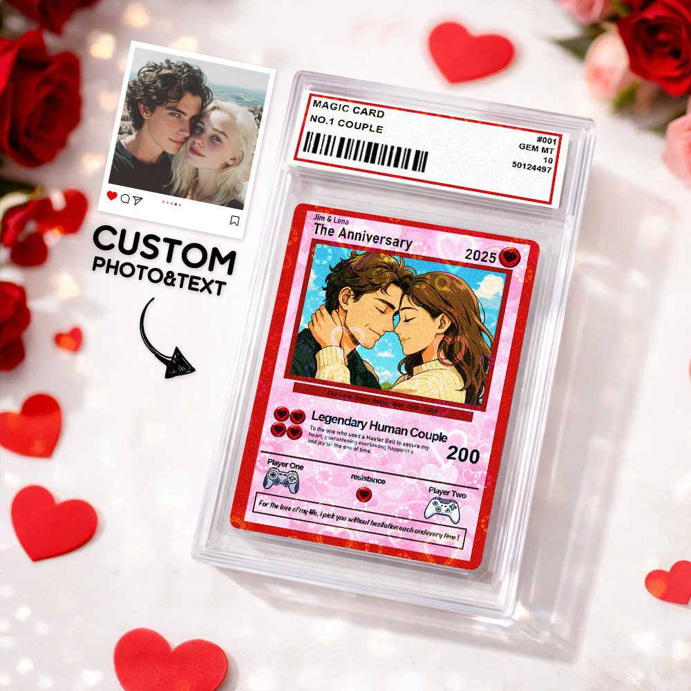 Personalized Valentine`s Day Power Couple Card, Custom Anniversary Card Couple Photo Anime Style, Best Valentine's Day Gift for Lover - MyJigsawPuzzleAu