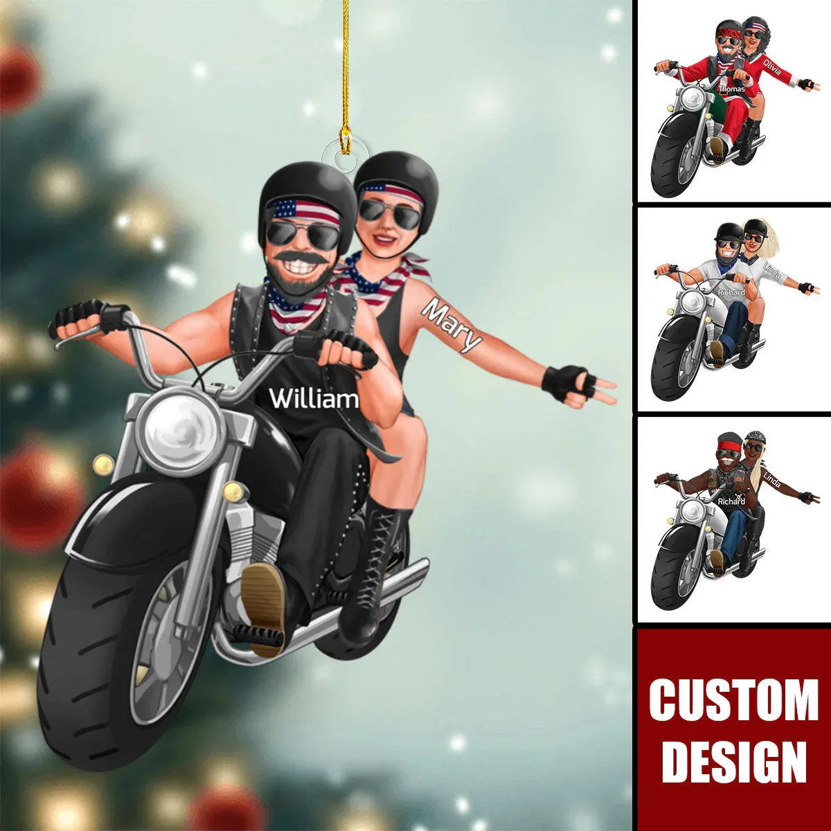 Personalized Couple Christmas Ornament Motorbike Couple Gift - MyJigsawPuzzleAu