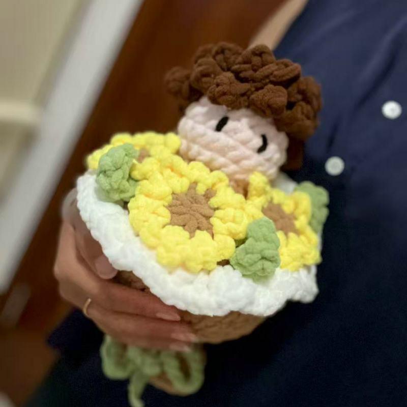 Handmade Christmas Crochet Flower Bouquet Festive Crochet Flower Arrangement Holiday Gift for Couples - MyJigsawPuzzleAu