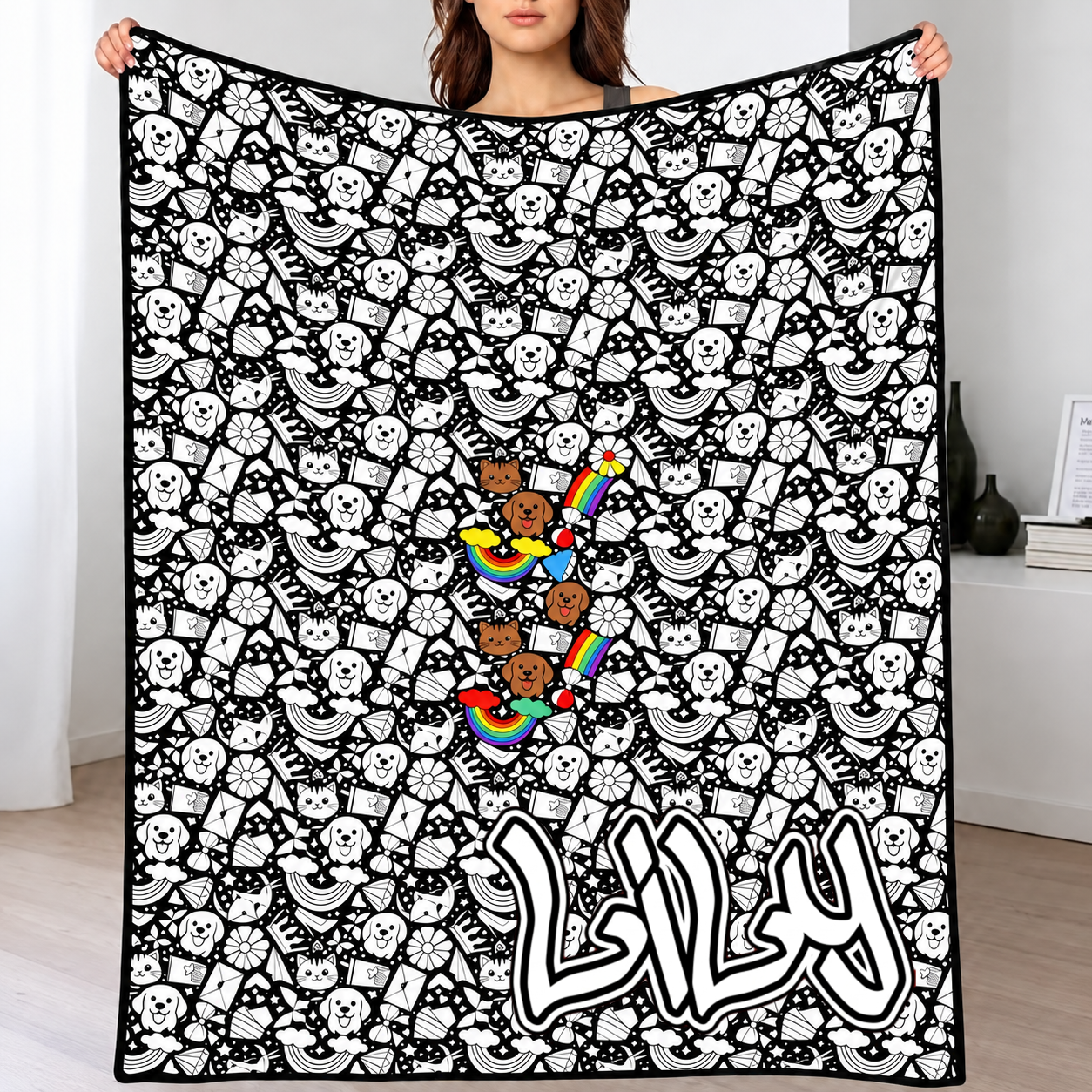 DIY Drawing Blanket (Optional 24-Color Marker Set) Create Your Art Blanket Washable Keepsake Blanket for Kids & Adults