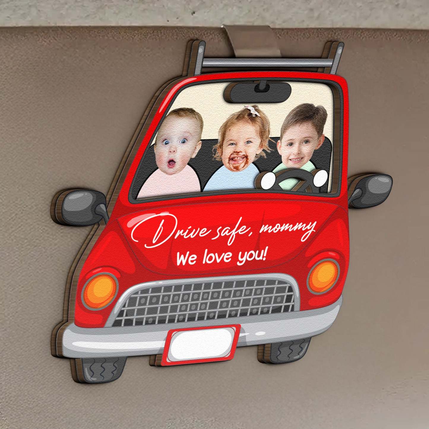 Drive Safe Daddy We Love You - Personalized Wooden Photo Car Visor Clip - MyJigsawPuzzleAu