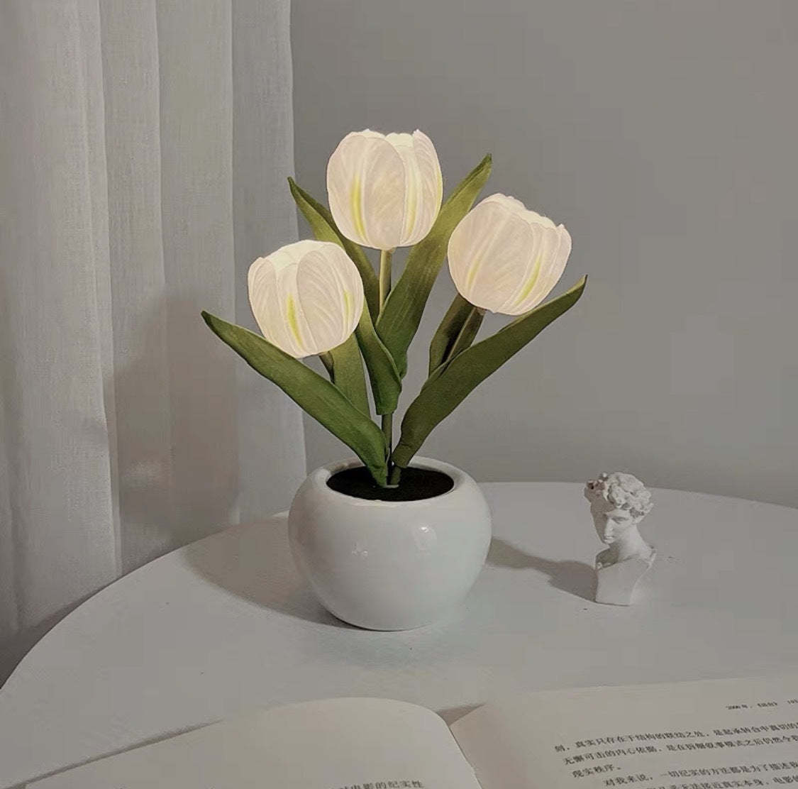 Contemporary Creative Tulip Flower Ceramic PU USB LED Table Lamp For Bedroom - MyJigsawPuzzleAu