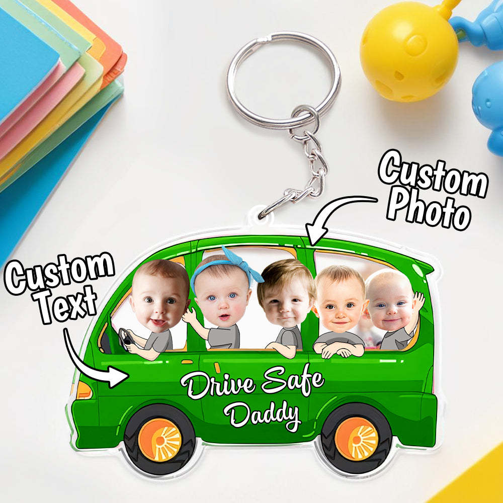Christmas Gifts for Father Drive Safe Keyring Custom Face Acrylic Keychain Drive Safe Daddy Multi Kids