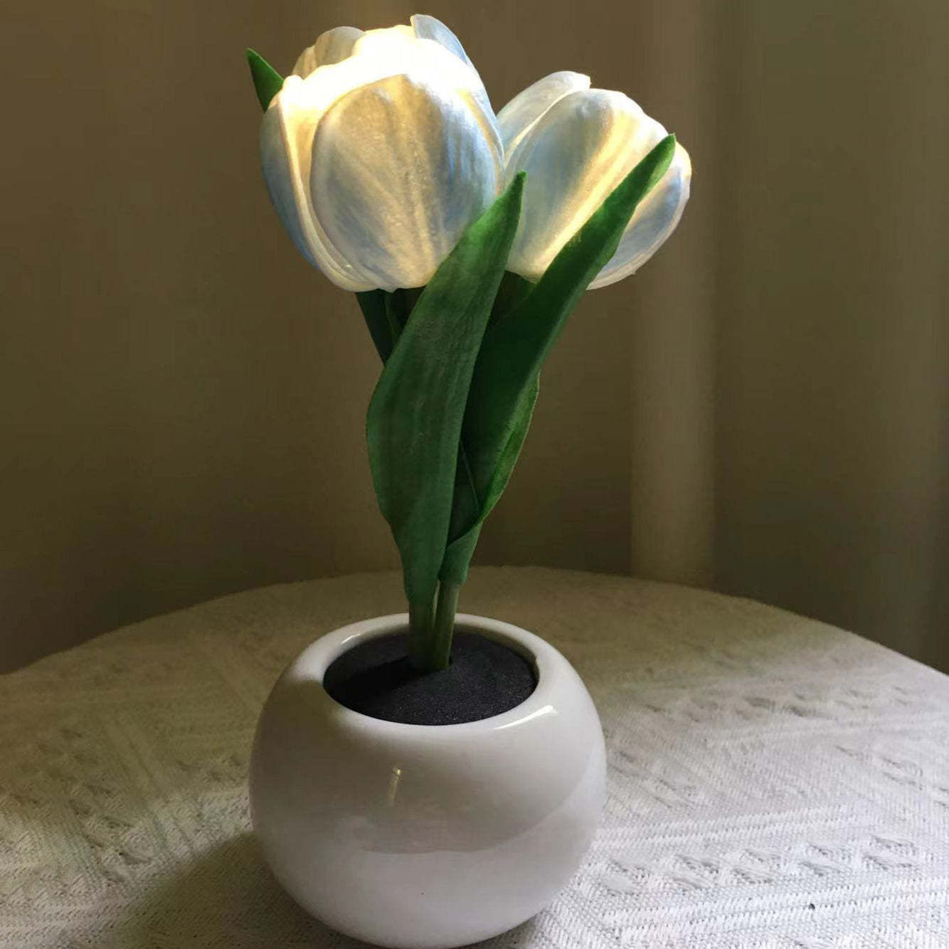 Contemporary Creative Tulip Flower Ceramic PU USB LED Table Lamp For Bedroom - MyJigsawPuzzleAu