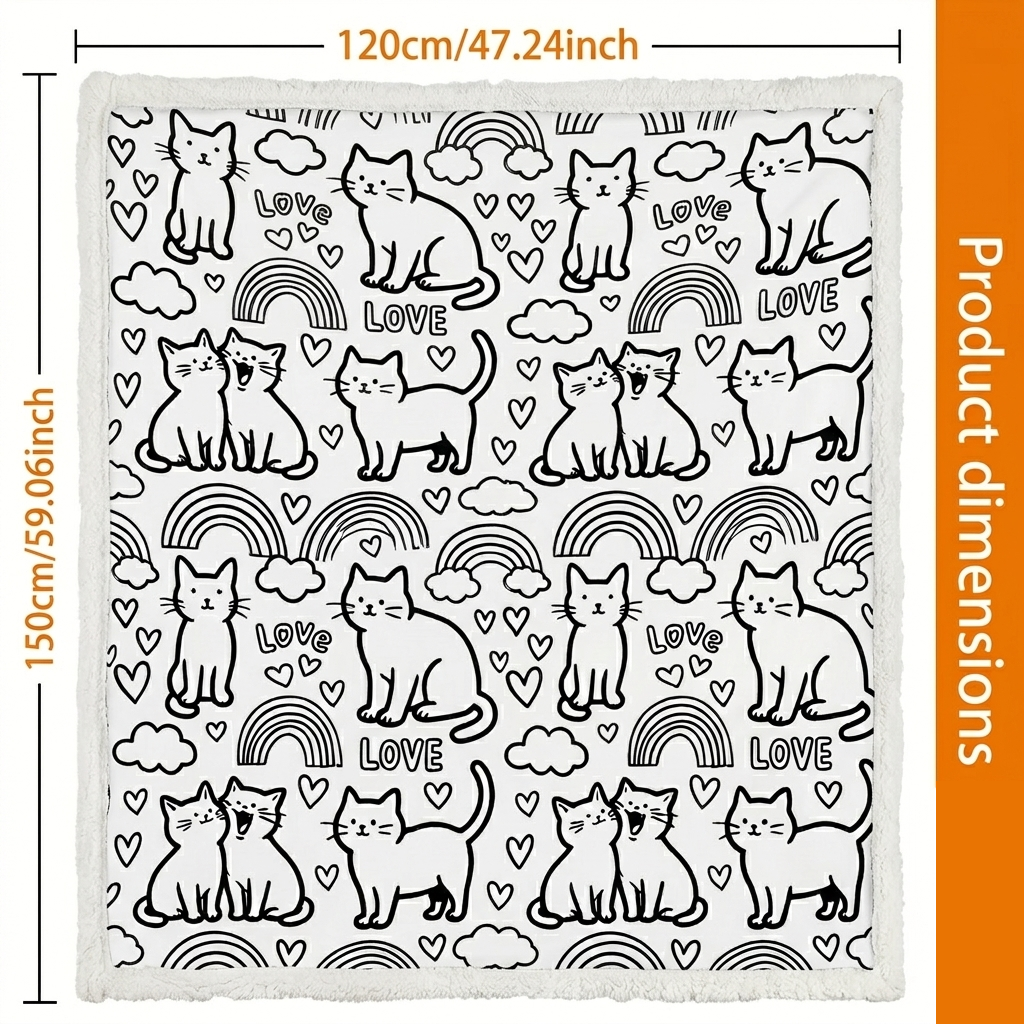 DIY Doodling Blanket | Cat & Rainbow | with 24 Colors Markers, Doodle Your Own Blankets, Customizable Washable Paint & Play Blankets for Adults