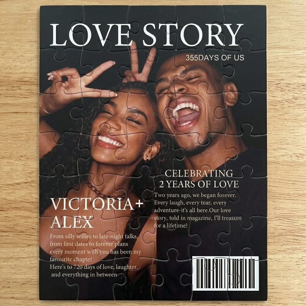 Personalized Magazine Jigsaw Puzzle Style 20-1000 Pieces Gift for Couples