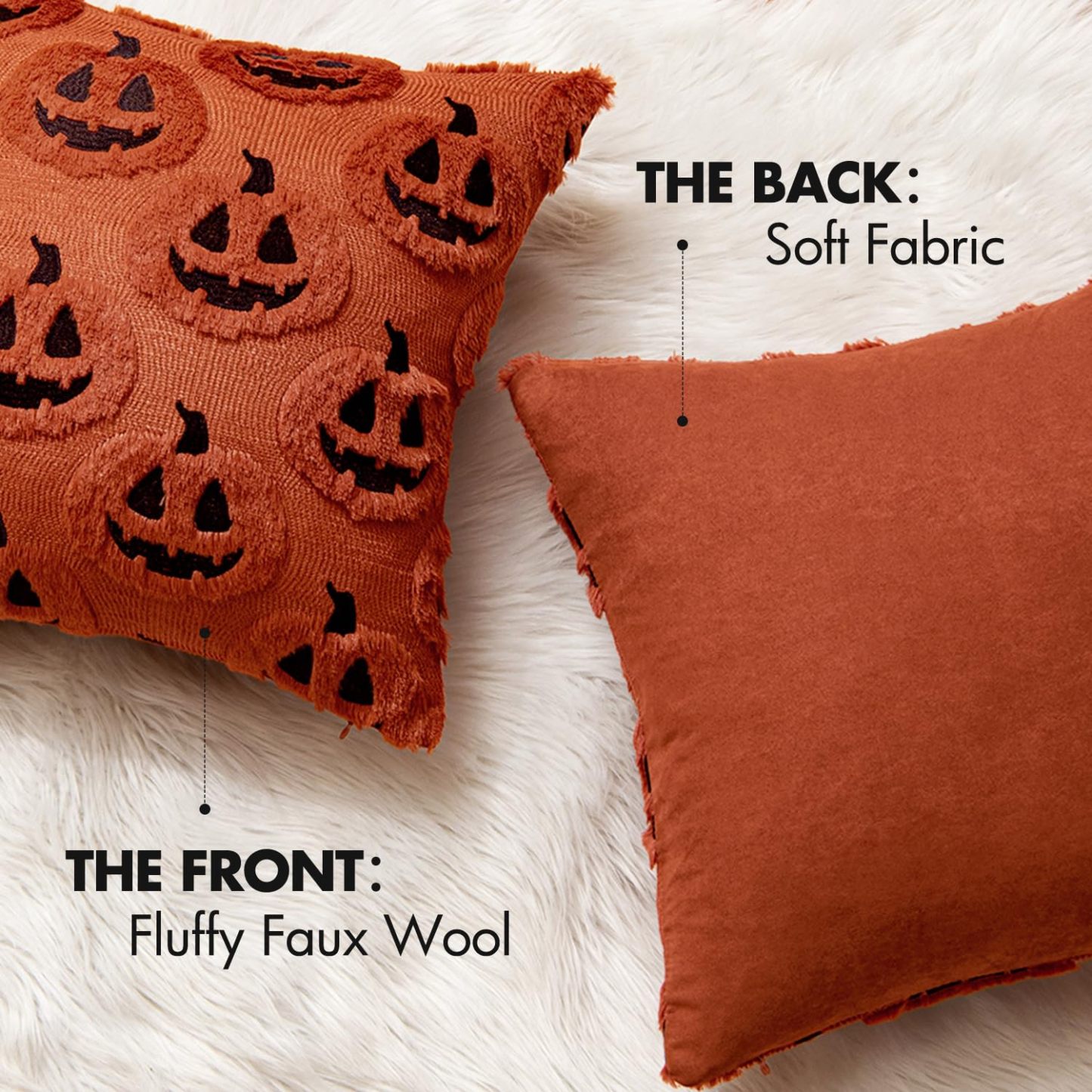 Halloween Fall Pumpkin Throw Pillow Covers 18x18 Orange-Black - MyJigsawPuzzleAu
