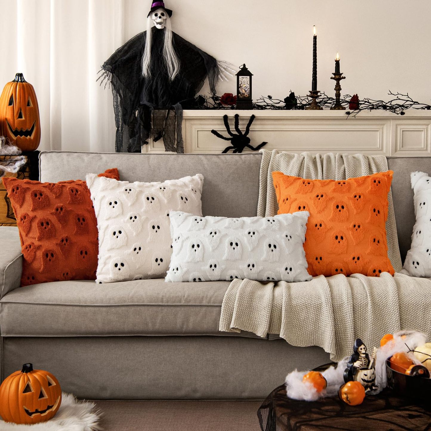 Halloween Pillow Covers Cute Ghost Decor Set of 2 18x18 - MyJigsawPuzzleAu