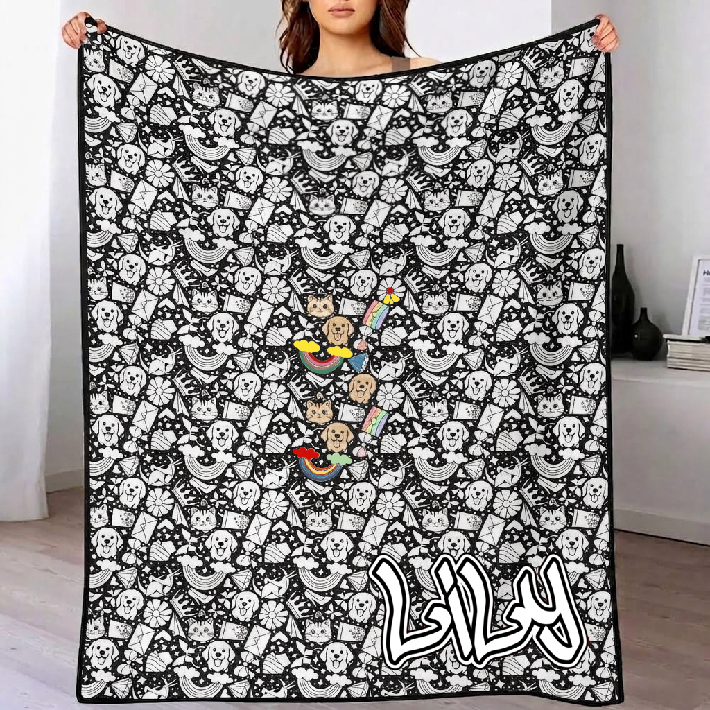 DIY Drawing Blanket (Optional 24-Color Marker Set) Create Your Art Blanket Washable Keepsake Blanket for Kids & Adults