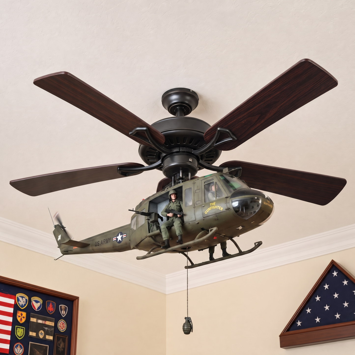 Military Helicopter Ceiling Fan Attachment(45 × 15 × 20 cm) | Ceiling Chopper Decor for Military & Aviation Fans | Free Shipping