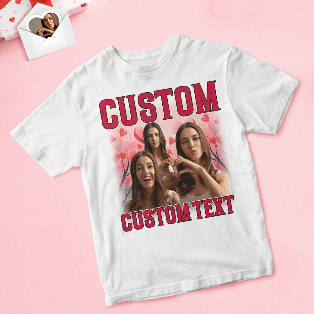 Custom Vintage Rap Shirt Personalized Photo And Text Shirt Gift Valentine's Day For Women - MyFacepajamasAU