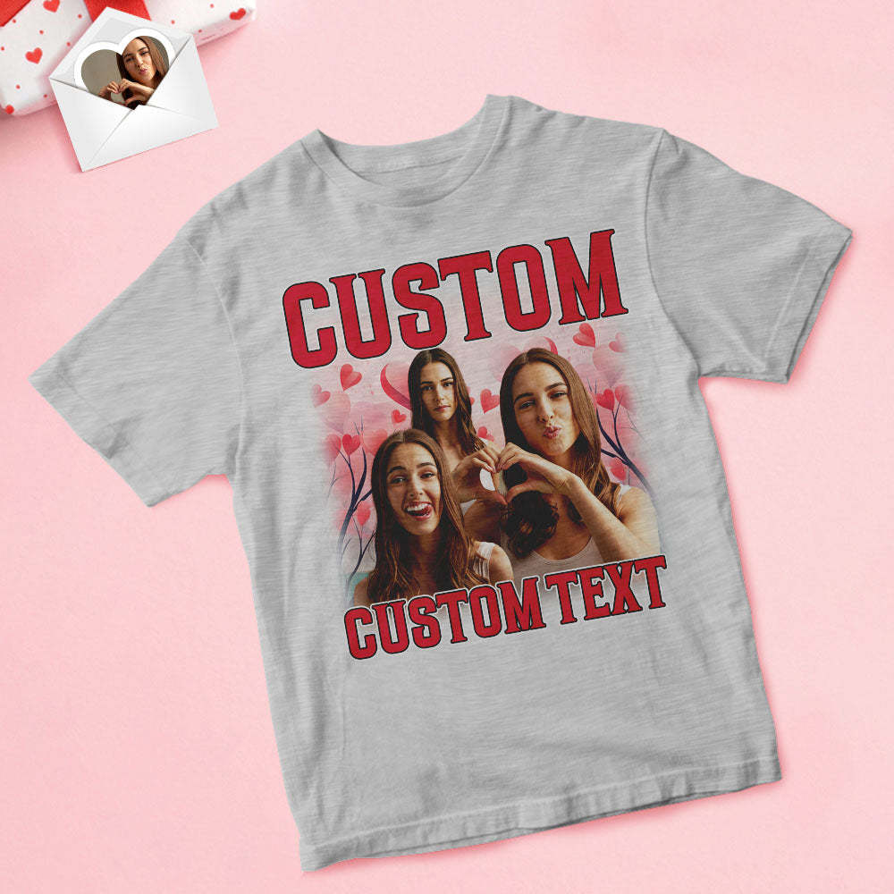 Custom Vintage Rap Shirt Personalized Photo And Text Shirt Gift Valentine's Day For Women - MyFacepajamasAU