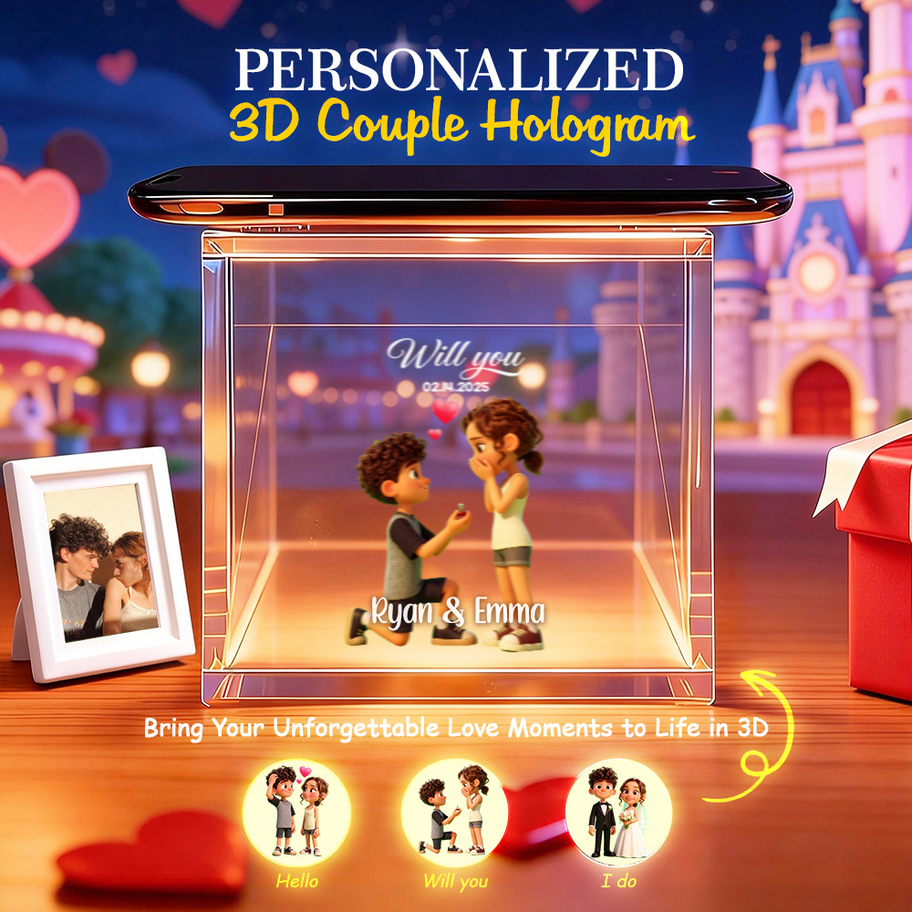 Personalized Cartoon Holograms Lumina Boxes | Holographic Memorial Ornament | Cherish Your Lover’s Memory in Projection - MyJigsawPuzzleAu