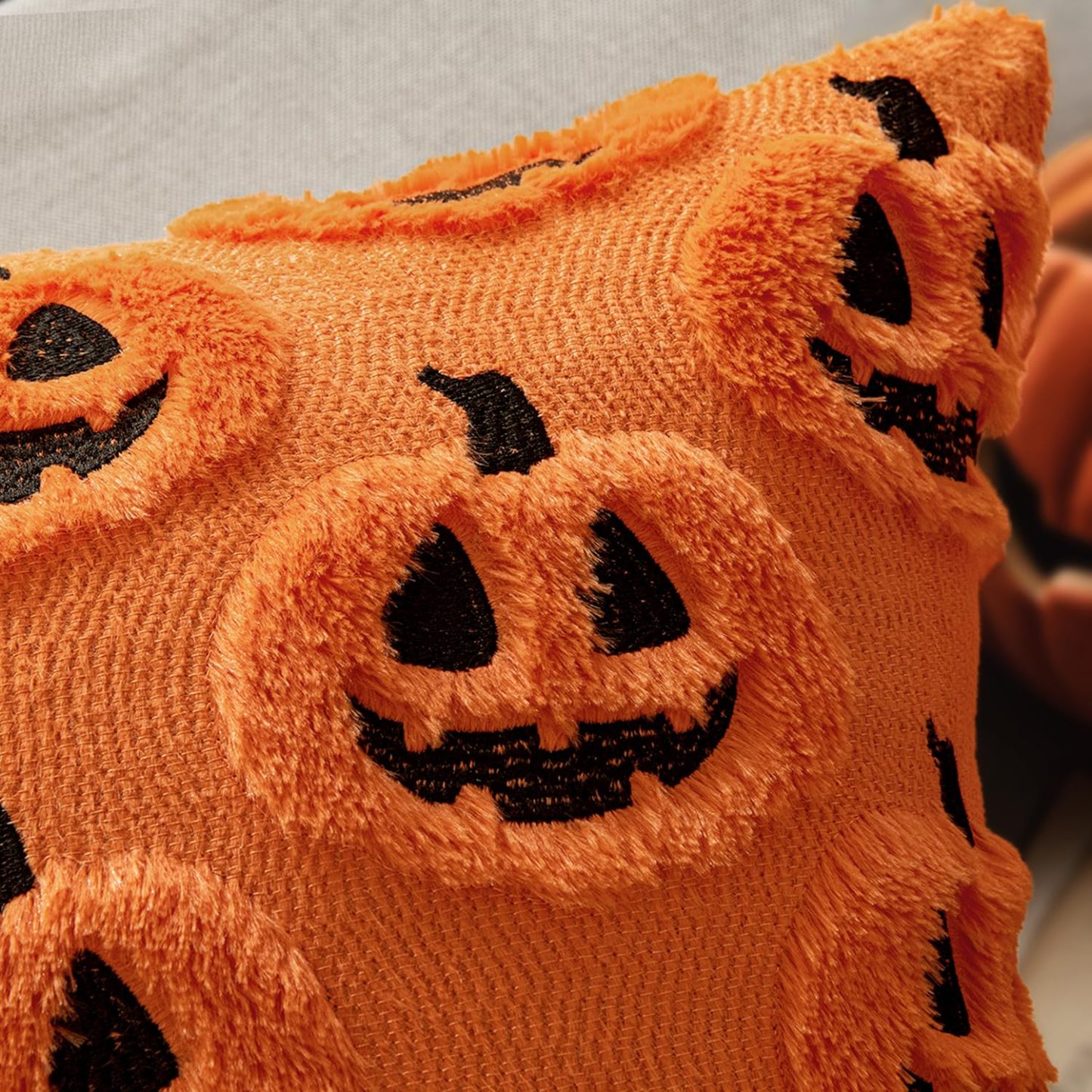 Halloween Fall Pumpkin Throw Pillow Covers 18x18 Orange-Black - MyJigsawPuzzleAu
