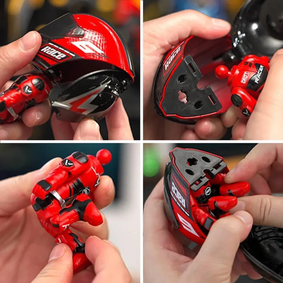 Mini Transformable Motorcycle Rider Doll Figurine Racing Helmet Biker Desk Display Gift - MyJigsawPuzzleAu