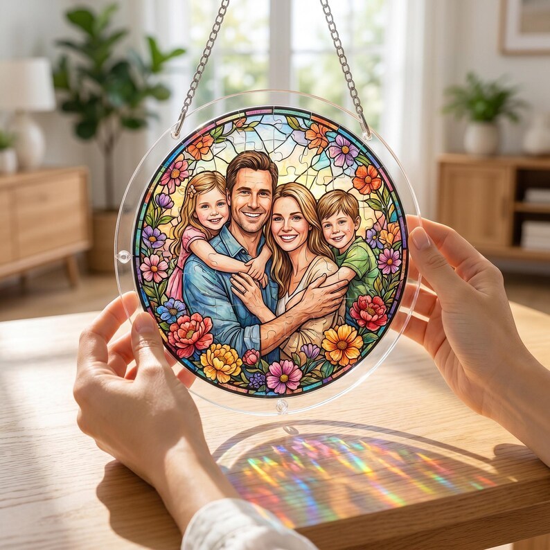 Custom Acrylic Suncatcher Puzzle Photo Personalized Wedding Gift Custom Photo Gift Family Keepsake Window Hanging Decor