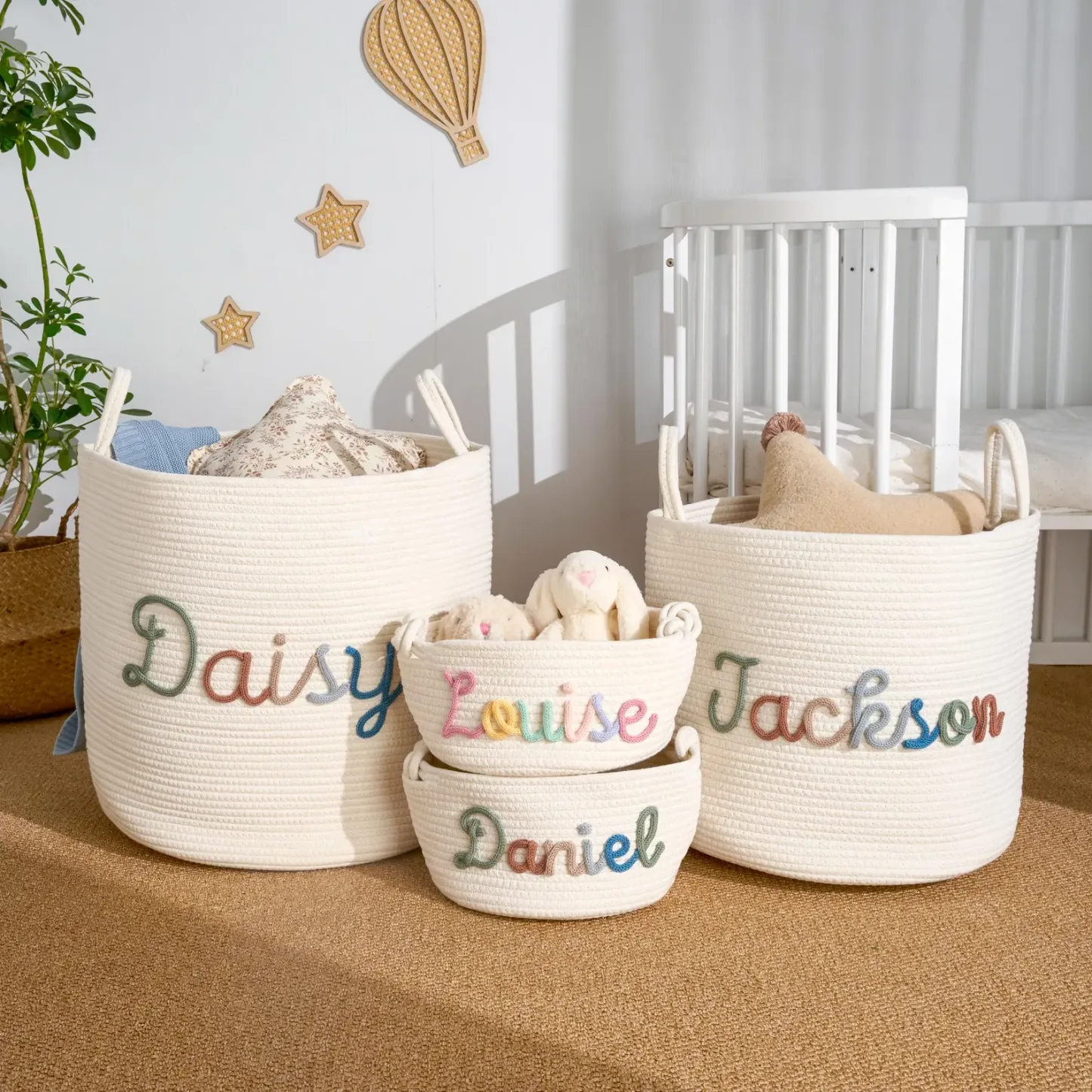 Name Handmade Basket Home Storage Baby Shower Gifts Baby Toys Basket Toy Basket Baby Name Gift - MyJigsawPuzzleAu