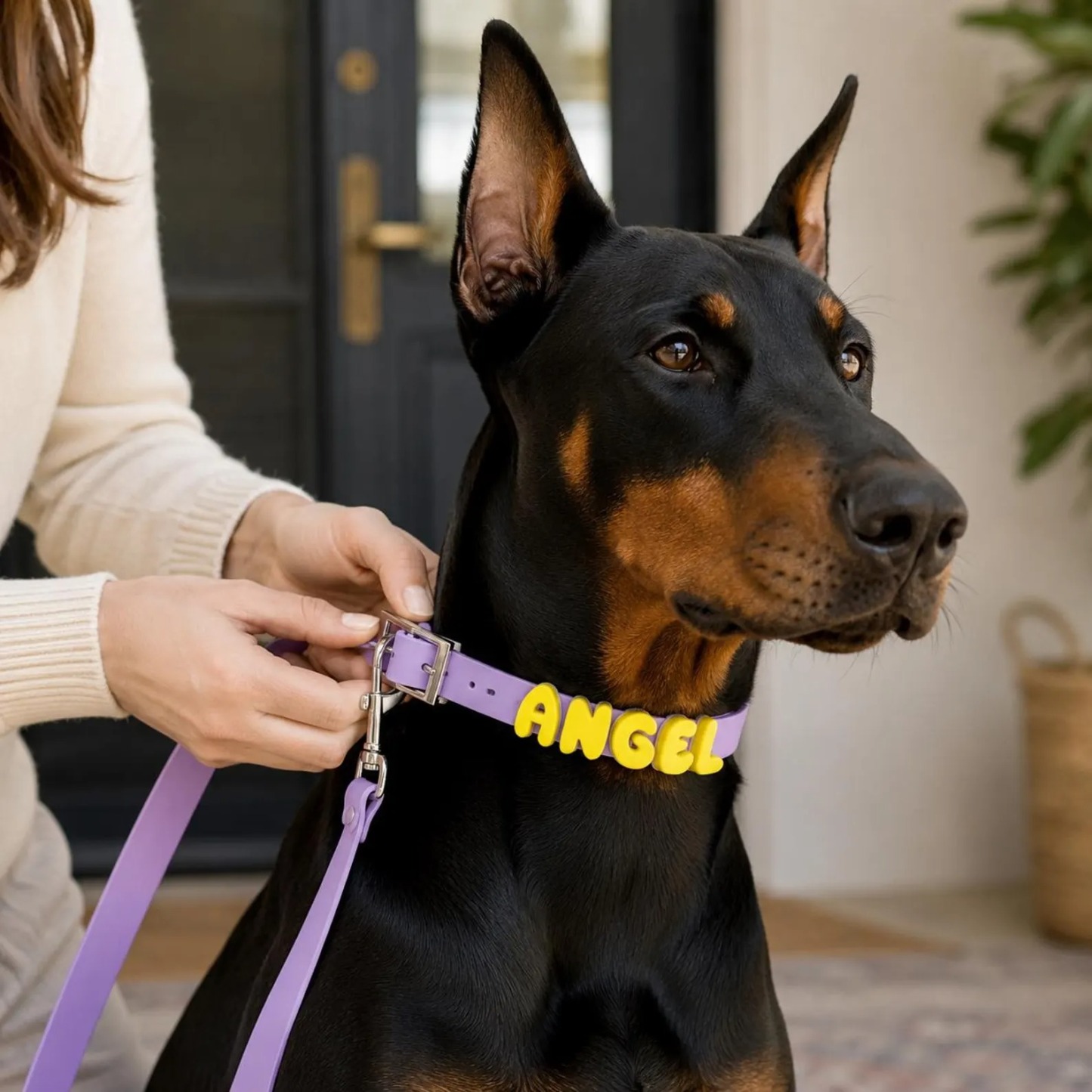 Personalized Waterproof Silicone Pet Collar Replaceable Letter Charms Pet Collar & Leash Set Easy to Clean Outdoor Pet Supplies - MyJigsawPuzzleAu