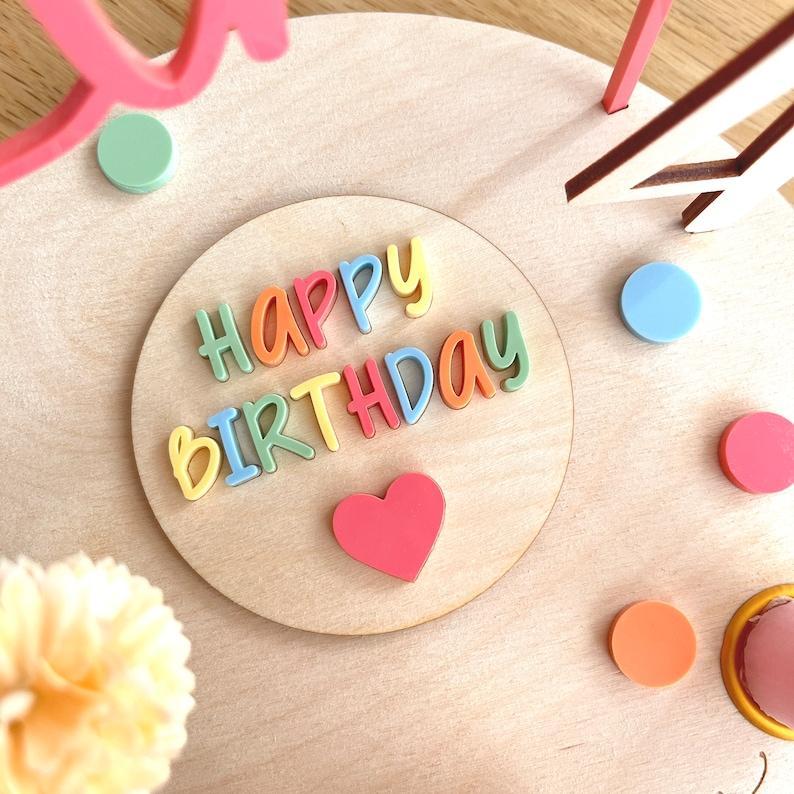 Personalized birthday plate colorful with vase and candle, candle plate, birthday board, birthday table, birthday wreath - MyJigsawPuzzleAu