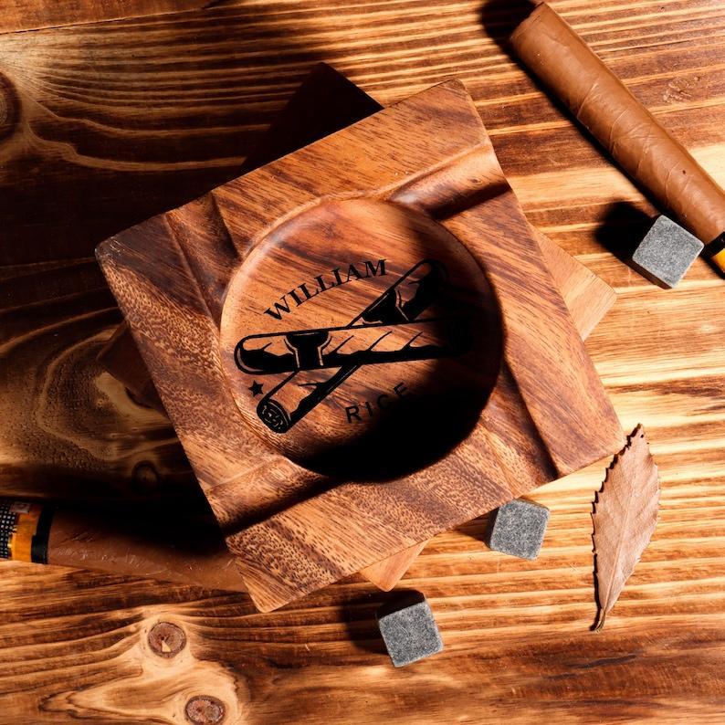 Personalised Cigar Ashtray, Cigar Holder, Unique Ashtray, Name Ashtray, Cigar Accessory, Husband & Fathers Gift, Groomsman Gift - MyHawaiianShirtsAU