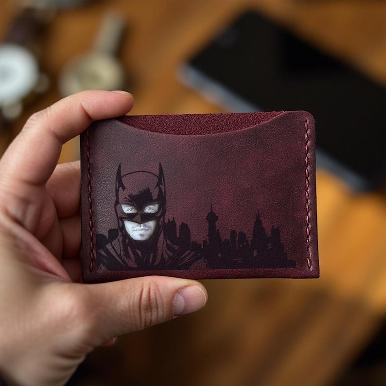 Mask Id Holder Batnan Wallet Hero Super Hero Wallet Leather Unique Gift for Him Bat ID Card Holder Superhero Id Wallet Comic Leather Wallet -