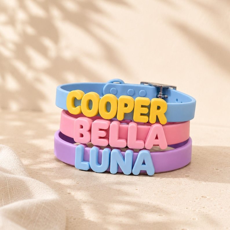 Personalized Waterproof Silicone Pet Collar Replaceable Letter Charms Pet Collar & Leash Set Easy to Clean Outdoor Pet Supplies - MyJigsawPuzzleAu
