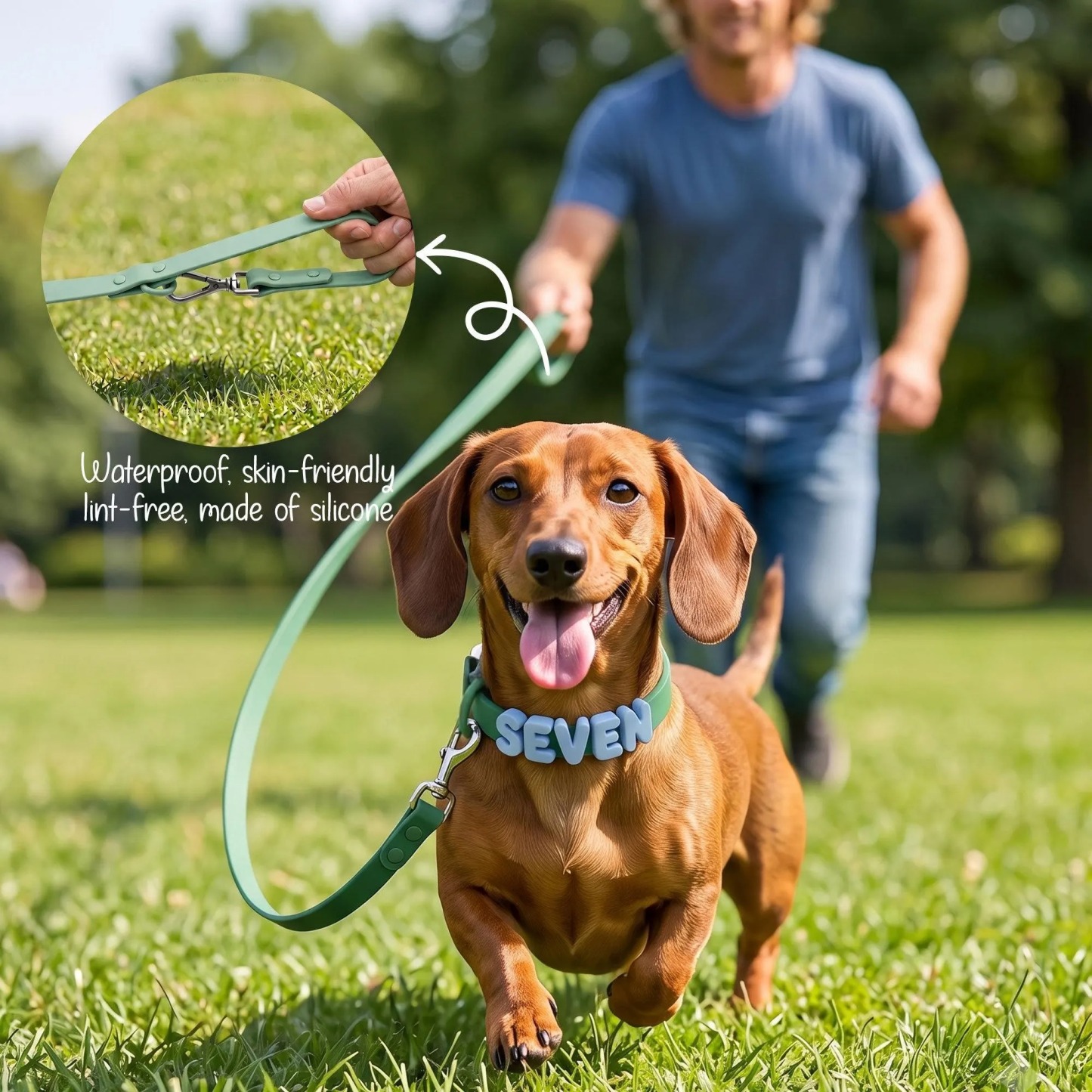 Personalized Waterproof Silicone Pet Collar Replaceable Letter Charms Pet Collar & Leash Set Easy to Clean Outdoor Pet Supplies - MyJigsawPuzzleAu